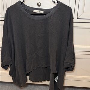 We The Free Washed Charcoal Cropped Drop-Shoulder Sweatshirt